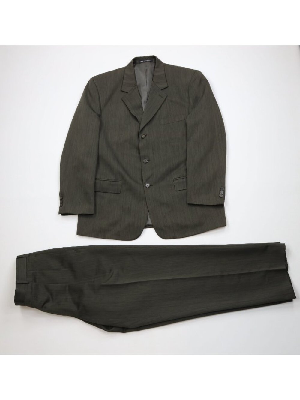 Vintage 90s Streetwear Mens 42R 2 Piece Knit Suit Wedding Green Wide Leg 36x32